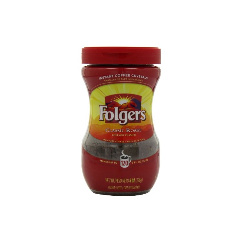Folgers Classic Roast INSTANT COFFEE CRYSTALS 8oz (4 Pack)