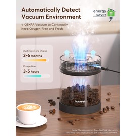 Neo 2024 Latest Auto Vacuum Coffee Canister, 0.75L for 8.8oz Coffee Beans, One-Button Operation, Small Airtight Coffee Canister with Scoop, Coffee Storage Container Clear Glass (Champion's Choice)