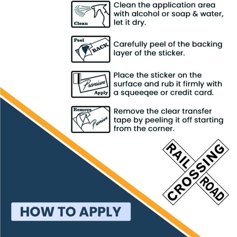 Railroad Crossing Sticker, 12x12 Inches, Wall Décor, Pack of 2