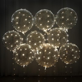 LED Light up Balloons 12 Pack – 22" Inflated Size Clear Balloons with 10ft Warm White LED String Lights, 3 Light Modes, Batteries Included – Great for Parties, Birthdays, Weddings & Christmas Decor