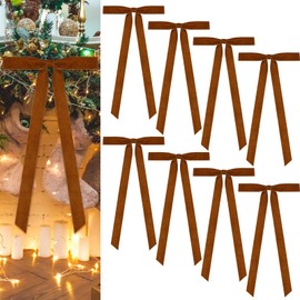 8 Pcs Christmas Velvet Swag Bows, 24 x 12 Inch Large Velvet Christmas Wreath Bows Rustic Crafts Bows for Xmas Home Decor Wedding (Khaki, Width of 1.5")