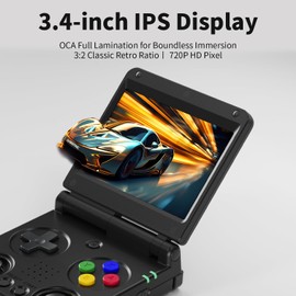 RG34XXSP Retro Handheld Game Console RG34XX SP Retro Gaming Console with 64G Preloaded 5000+ Games,3300 mAh Battey,Portable Pocket Arcade Support 30+ Simulators 5G WiFi Bluetooth HD Black