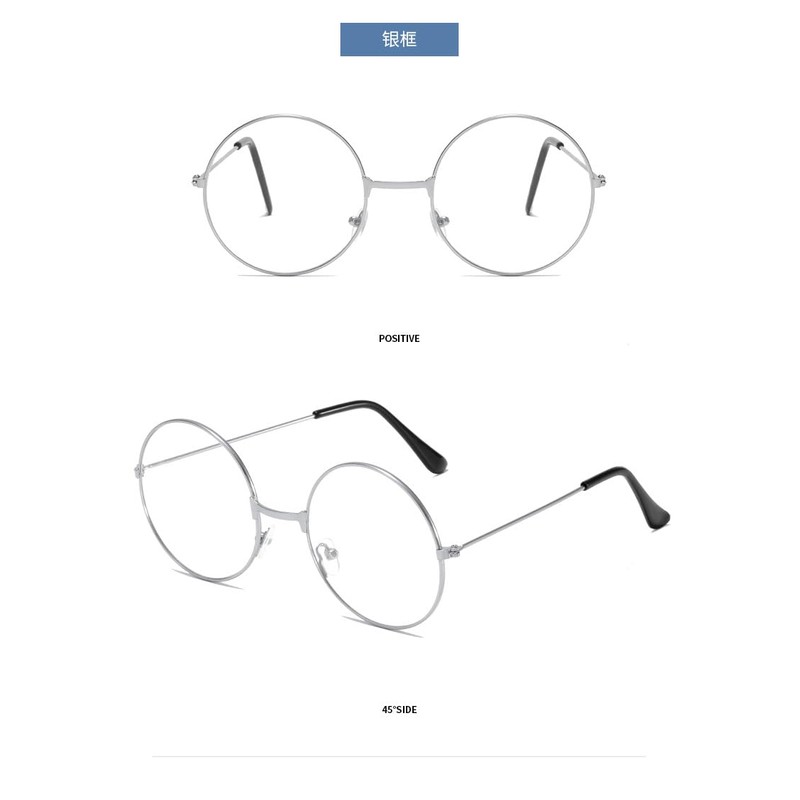 Frogsnout Date Glasses, Silver Rim, 2.1 inches (53 mm), No
