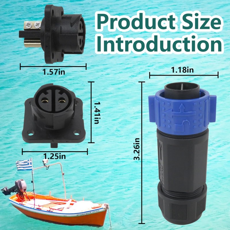Trolling Motor Plug Receptacle Set - 12V/24V/ 36V/48V Plug for