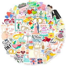 Wedding Stickers 50 Pack Laptop Stickers,Vinyl Waterproof Stickers for Water Bottles Skateboard Scrapbook Bike Computer,Phone,-Graffiti Stickers Pack for Teens Girls Kids Adults(Lover)