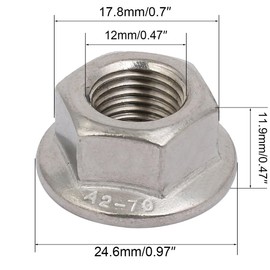 TOP-VIGOR 8Pcs M12 x 1.25mm Fine Thread Flange Nuts, 304 Stainless Steel Hex Lock Nuts, Threaded External Hex Flange Nut for Automotive, Machinery, DIY Projects