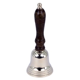 THE Unltd India Solid Brass Hand Bell with Wooden Handle Super Loud Long School Handbell With Brass Clapper for Hotel, Reception, Dinner, Library, Pub, School, Pet Play (15cm High x 5.5cm Diameter)