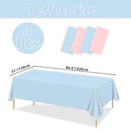 4Pcs Gender Reveal Table Cloths - Gender Reveal Table Decorations Rectangular Pink and Blue Tablecloth for Gender Reveal Decorations, Boy or Girl Gender Reveal Party Supplies, 51 X 86.6 Inch