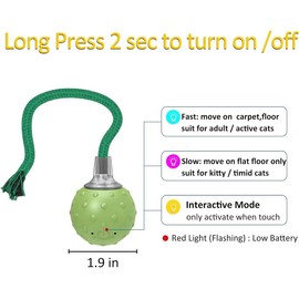 Interactive Cat Toys for Bored Indoor Adult Cats, Automatic Fast Move On Carpet, Bird Chirping & Motion Activated Cat Ball dog ball