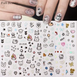 [Overseas] Kitty Nail Sticker Nail Kitty Sticker New Nail Sticker Kt Kitten Puppy Aegyo Graffiti Do General Specifications/J o-2329 (bare hand) 50ea