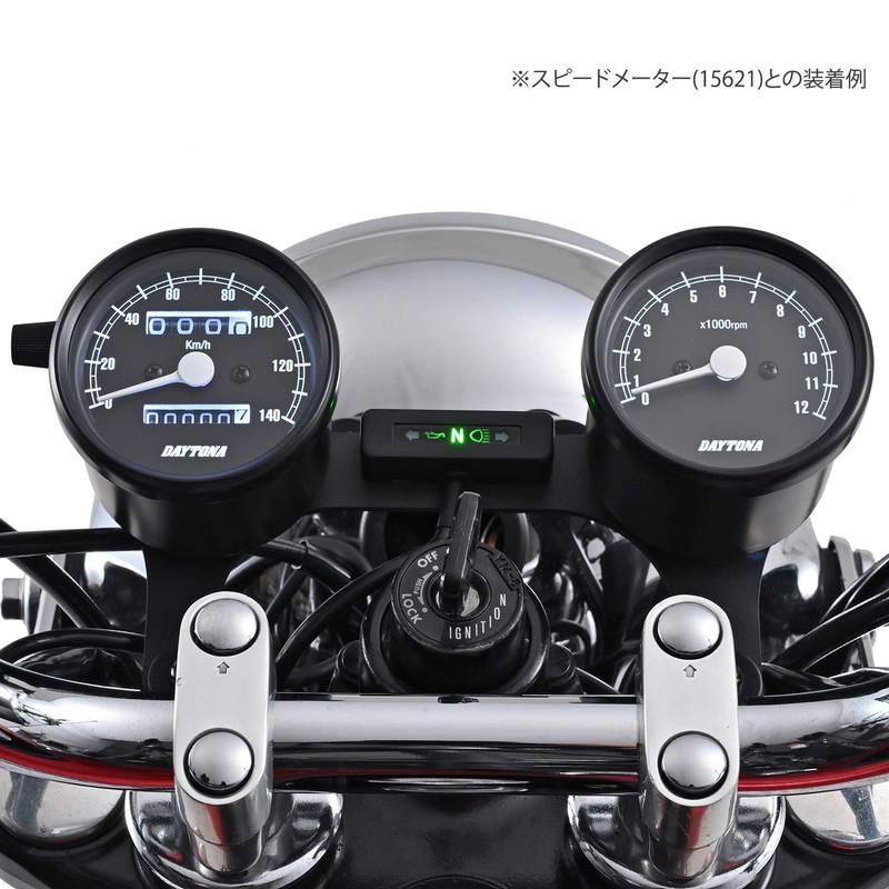 Daytona 15630 Motorcycle Mechanical Tachometer, Black Body/Black Panel/White LED, φ2.4