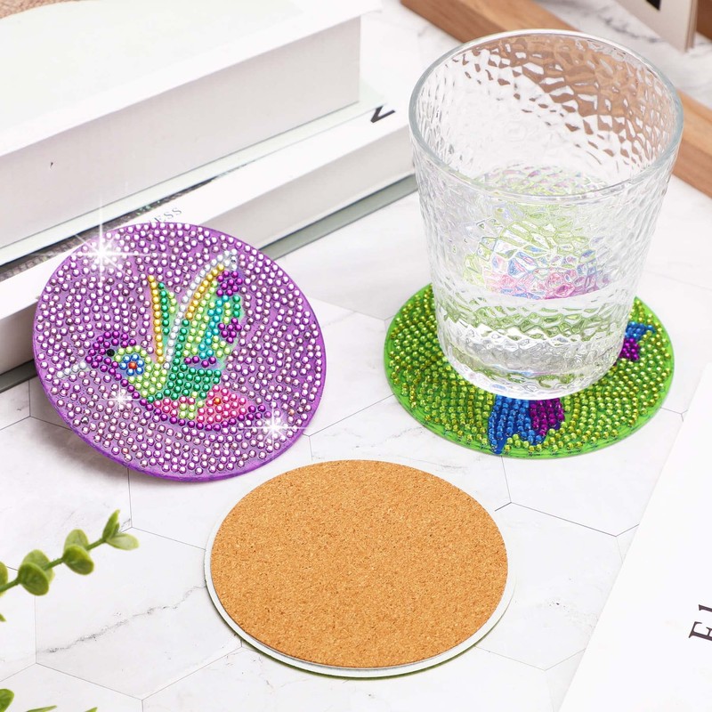 UPINS 8Pcs Diamond Painting Coasters for Drinks DIY Coaster Diamond