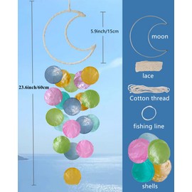 NatureMan Wind Chimes for Outside - Handcrafted Capiz Shells Windchime Coastal Style Decor for Indoor/Outdoors, Summer Patio Garden Decor, Great for Women, Wind Chimes Lovers Gift (Colorful)