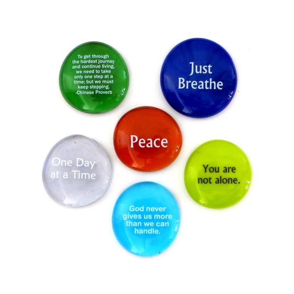 Lifeforce Glass Comfort Stones, Encouraging and Comforting Sayings Imprinted on