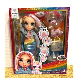 MGA Entertainment Rainbow High Amaya Raine with Slime Kit & Pet 11" Shimmer Doll Playset, Poseable