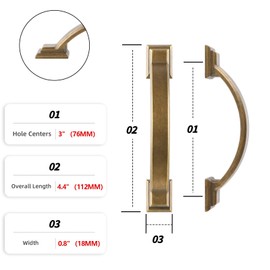 GIYURO 10 Pack 3 Inch Cabinet Pulls Antique Brass Kitchen Cabinet Handles Zinc Alloy Drawer Pulls Solid Cabinet Hardware