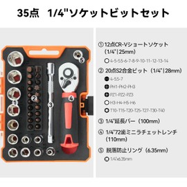 STEELMIGHT Bit Ratchet Set, Drill Bit, Socket Wrench, Screwdriver, 35-Piece Set, 0.25 inch (6.35 mm) Drive Angle (1/4 inch) Extension Bar, Car Repair, Maintenance, Appliance Repair, Tools, DIY