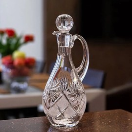 Neman 16 oz Hand-Cut Crystal Decanter with handle, Elegant Design with Stopper | NEMAN