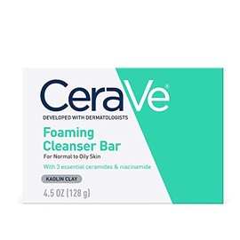 Barra limpiadora en espuma CeraVe  Barra limpiadora corporal y facial sin jabón para pieles grasas  Sin fragancia  4,5 onzas                          