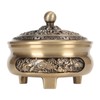 Coil Incense Burner with Lid Antique Beautifully Carved Electroplating Zinc