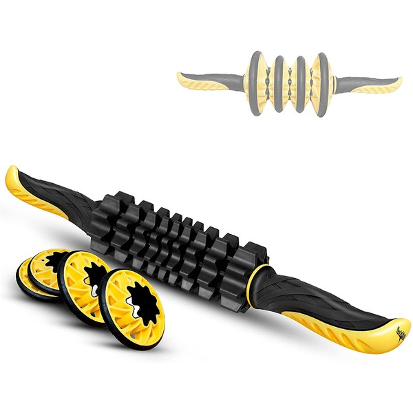 Yes4All Muscle Massage Roller Stick with Pointy Spots for Relief Muscle Soreness, Cramping, Tightness, Help Legs and Back Recovery - for Athletes, Crossfit, Yoga, Physical Therapy, and After Workouts