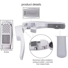 Garlic Press and Slicer 2 in 1 with Built-In Cleaner and Silicone Peeler, Convenient Kitchen Tool for Effortless Mincing and Slicing w/Bonus Garlic Peeler, Durable and Dishwasher Safe Aluminum Alloy