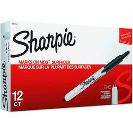 Sharpie 32701 Retractable Fine Point Marker Set, Black, Permanent Ink, Intensely Brilliant Color, Resilient Ink Resists Both Fading and Water, 12 Markers per Box, Pack of 5 Boxes, 60 Markers Total