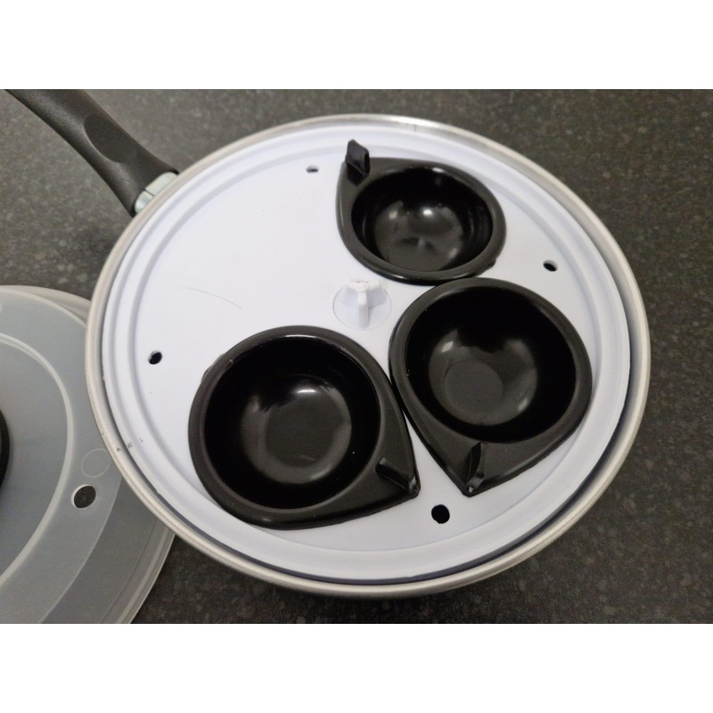 3 Cups Egg Poacher Pan Stainless Steel With Plastic Vented