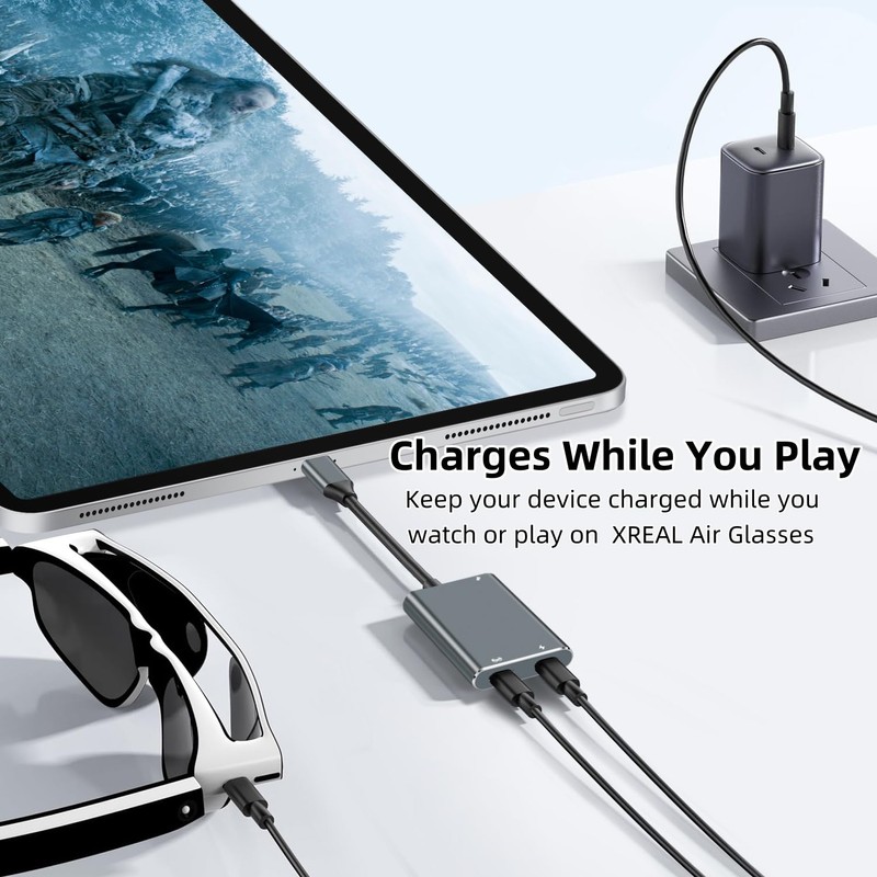 NCGGY XREAL Hub,Charge and Play Adapter,Power Your AR Glasses While