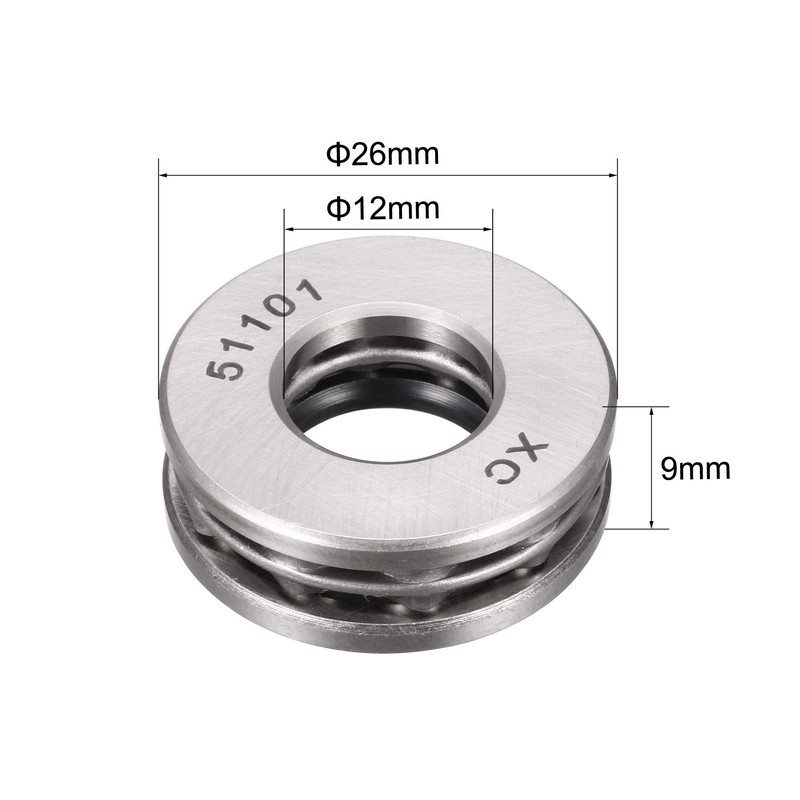 sourcing map 51101 Miniature Thrust Ball Bearing 12mm x 26mm