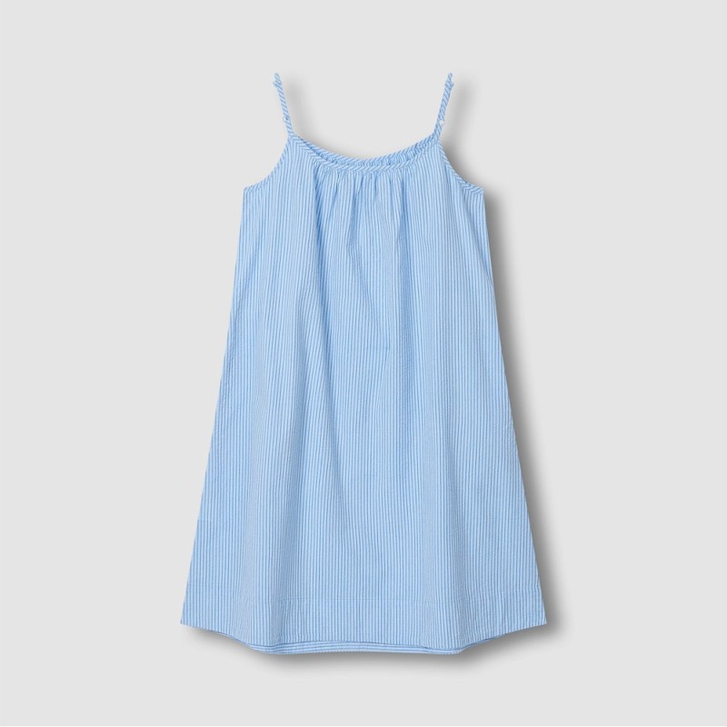 JAJU [JAJU] Women's Cotton Seersucker Sleeveless Pajama Dress_Dark Blue