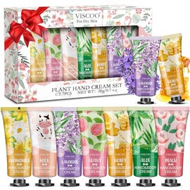 VISCOO Paquete de 7 regalos de crema de manos para mujeres, regalo de agradecimiento para profesores, regalos de graduación, mini loción hidratante para manos, tamaño de viaje para manos secas y agrietadas, regalo de cumpleaños