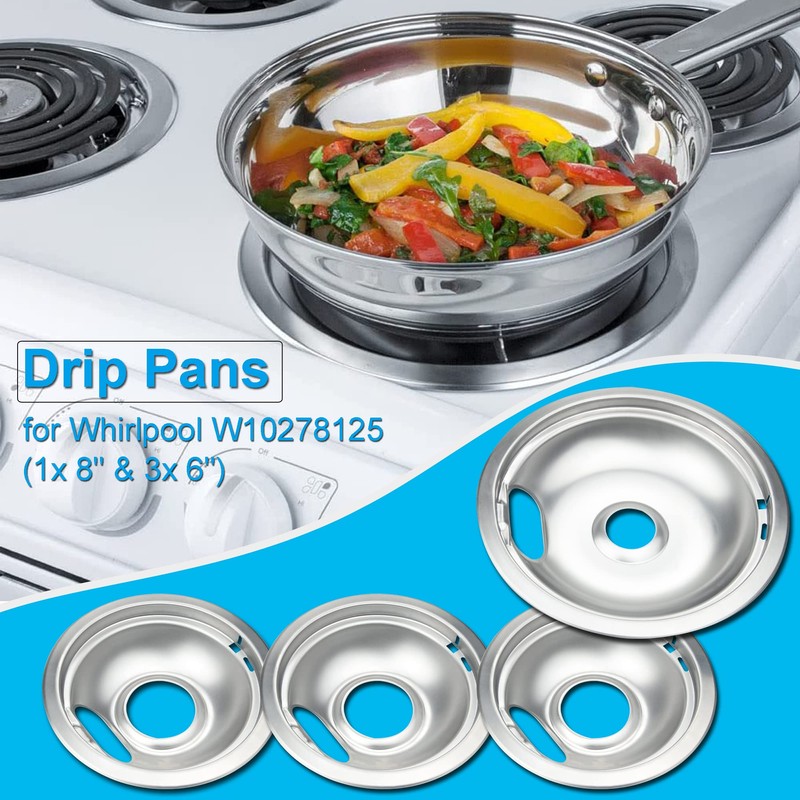 Drip Pan Electric Stove Burner Covers for Whirlpool W10278125 W10196405