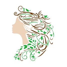 FINGERINSPIRE Woman Face and Tree Stencil for Painting 8.3x11.7inch Hollowed Woman Face Drawing Template Branch Leaf Hair Painting Stencil Woman Silhouette Stencil Character Theme Template for DIY