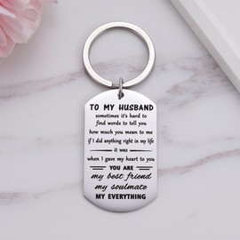 Ukodnus Drive Safe Keychain for Him, I Love You Gifts for Husband Birthday Anniversary Christmas Valentine's Day from Wife, Silver, Small