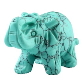 Green Turquoise Elephant 1.5Inches Statue Crafts Natural Stone Carved Figurine Chakra Carving Stones Healing Reiki