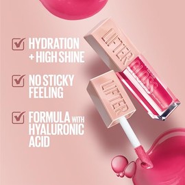 Maybelline Lifter Gloss Lip Gloss Makeup With Hyaluronic Acid, Hydrating, High Shine, Hydrated Lips, Fuller-Looking Lips, Petal, 0.18 fl. oz.