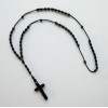 Quality Black Knotted Cord ROSARY with Pouch Included