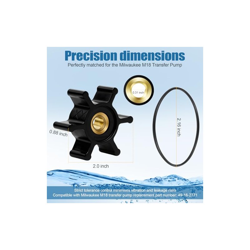 Upgraded Premium Neoprene Impeller with Brass Core & O-Ring Kit,