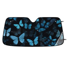 Sun Visor for Car Windshield Shade, Cars Shade Front Windshield, Car Shield Sun Protector to Keep Cooler Vehicle Automotive Sunshade Interior Heat and UV Protection 55 * 27.5in (Blue Butterfly)