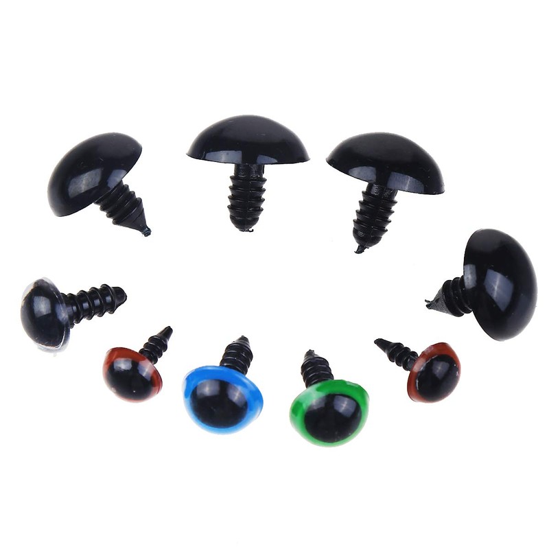 370 PCS 5mm-20mm Solid Black Eyes with Washers, Colorful Craft
