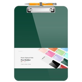 Sooez Plastic Clipboard with Pen Holder, [10% Thicker] Clip Boards 8.5x11 with Low Profile Clip, Cute Hanging Clipboard, Standard Letter Size A4 for Women Kid Teacher, Office & School Supplies