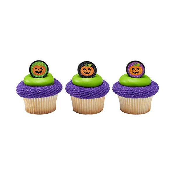 24 divertidos y clásicos anillos para cupcakes de calabaza Jack-o-Lantern Halloween