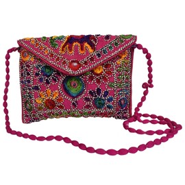 Craft Trade Clutch Bags for Women - Rajasthani Hand Embroidered Mini Crossbody Bag Women's Cluches for Wedding Party Gifts