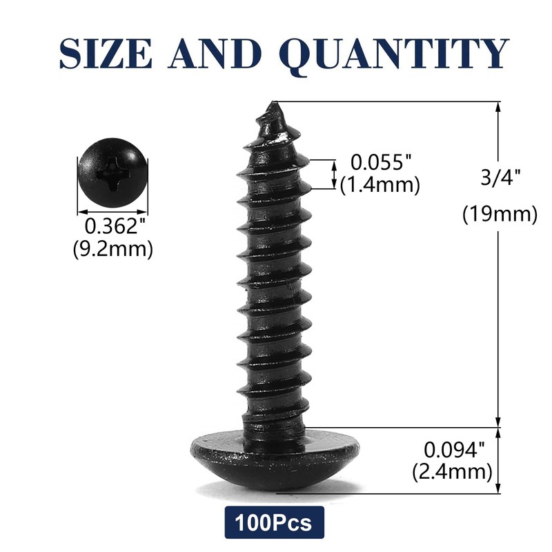 #8 x 3/4" Wood Screw 100Pcs Truss Head Phillips 18-8
