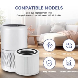 2 Pack Core 300 Replacement Filter for LEVOIT Core 300, Core 300S and Core 300-P Air Purifier, 3-in-1 True H13 Filter Replacement, Compared to Part # Core 300-RF, White