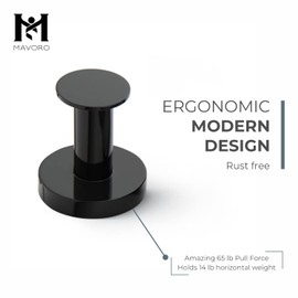 Mavoro Mavoro Starke Magnethaken zum Aufh?ngen von Taschen und M?nteln - Set aus 4 Schwarzen Magnet Haken C Magnete Stark C Neodym 52 Magnete Extra Stark C Khlschrankmagnete im Pinnadel-Stil fr Spind usw