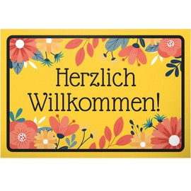 DankeDir! Herzlich Willkommen Sign 30 x 20 cm Gift Idea Decoration Party Gift Colleagues Friends Funny Saying Sign Birthday Gift Wall Decoration Door Sign