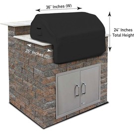 Covers & all Built-in Outdoor Grill Cover, Durable Heavy Duty 18 Oz Waterproof Cover Tuff Material with Air Pocket & Elastic for Snug Fit (36" W x 26" D x 24" H inches, Black)