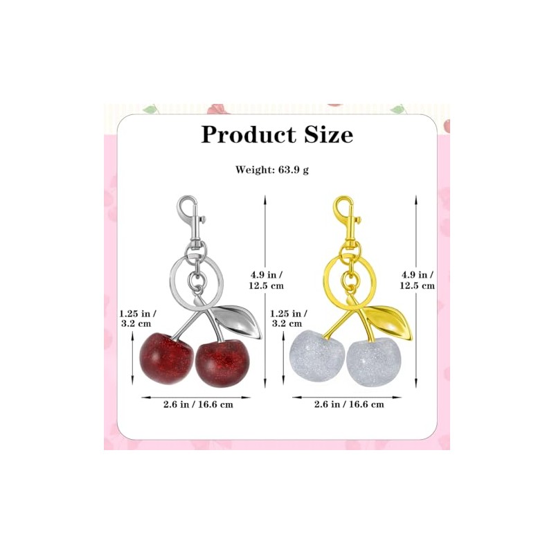 12 Pcs Glitter Cherry Bag Charm Set - Stylish Keychain